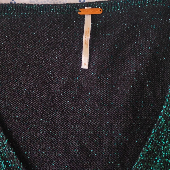 Free People Green Sparkly Cardigan Top - Picture 8 of 8